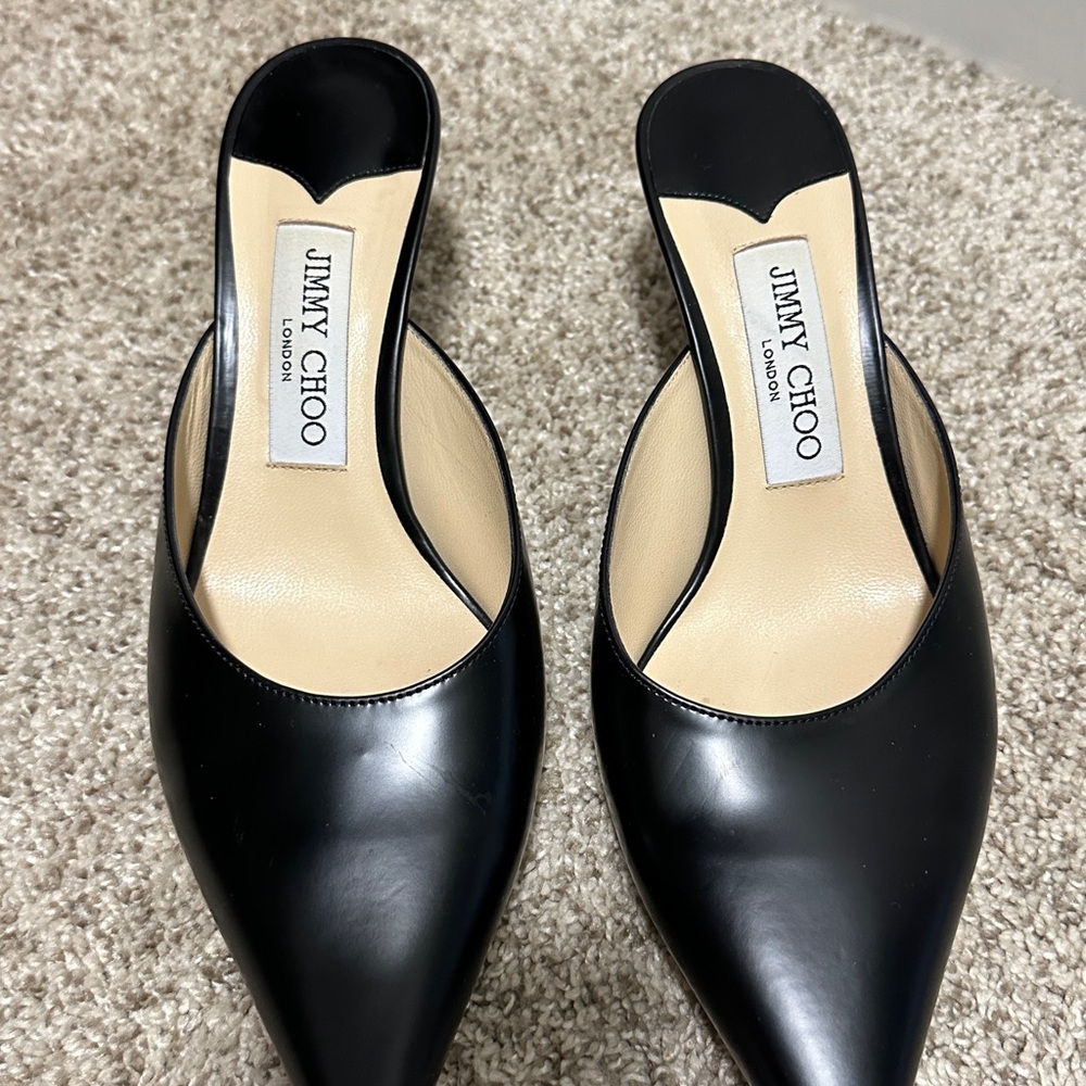 Jimmy Choo Black Leather Mules